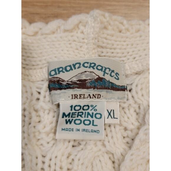 Aran Crafts Merino Wool Cardigan Sweater Women Sz 1X Cottagecore Cream - Picture 6 of 12